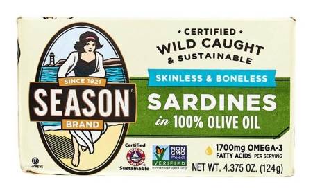 Season Brand Skinless & Boneless Sardines in 100% Olive Oil 4.375 oz