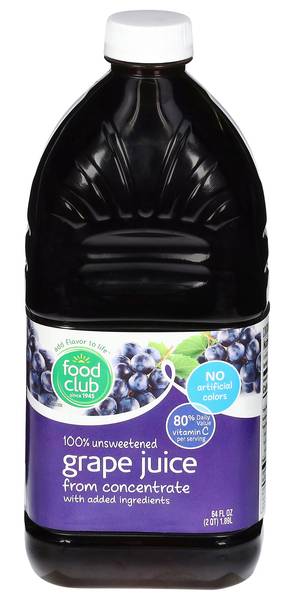 Food Club 100% Unsweetened Grape Juice 64 oz