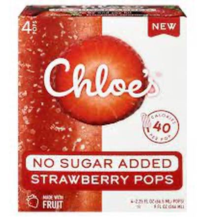 Chloe's Strawberry Pops No Sugar Added 4 ct