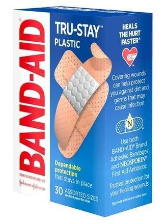 Band-Aid Tru-Stay Plastic-Bandages Assorted Sizes 30 ct