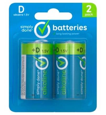 Simply Done D Batteries 2 ct