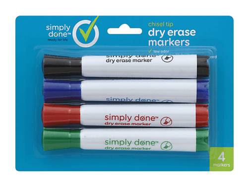 Simply Done Dry Erase Markers 4 ct