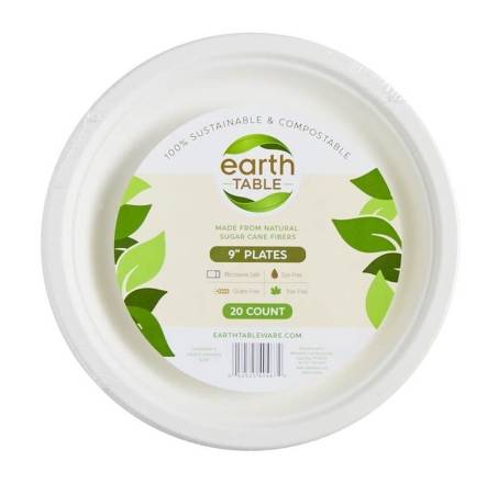 Earth Table Sustainable 9 inch Plates 20 ct