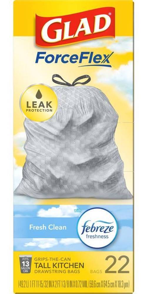 Glad Forceflex with Febreze Fresh Clean 22 ct