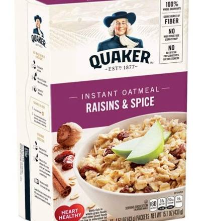 Quaker Instant Oatmeal Raisins & Spice Individual Packs 10 ct