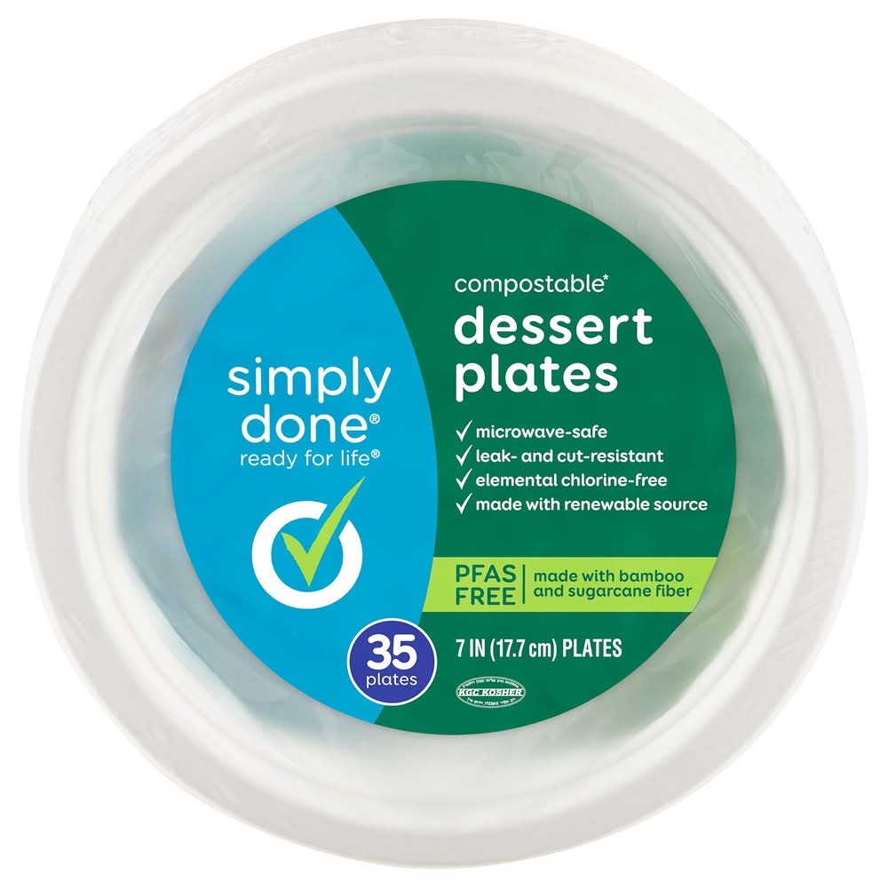 Simply Done Compostable Appetizer & Dessert Plates 35-17.7cm
