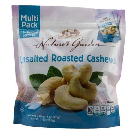 Nature's Garden Unsalted Roasted Cashews 7 oz