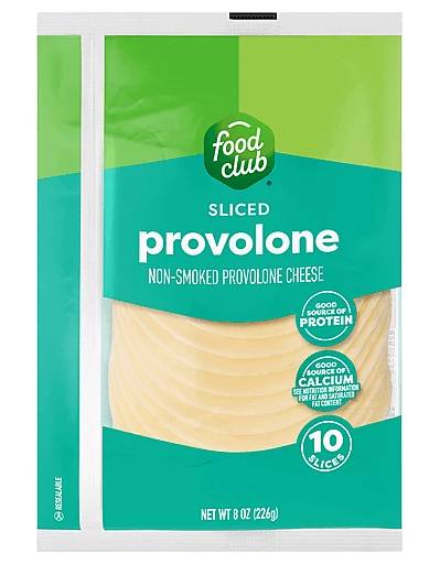 Food Club Sliced Not Smoked Provolone 8 oz