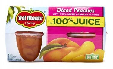 Del Monte Diced Peaches with Strawberry Banana Flavor in 100% Juice 4-4 oz