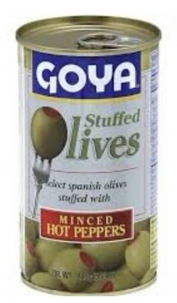 Goya Stuffed Olives Minced Hot Peppers 5.25 oz