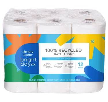 Simply Done Bright Day Recycled Bath Tissue 12 ct