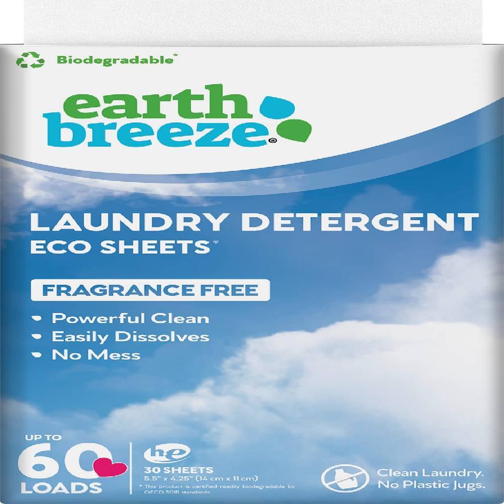 Earth Breeze Laundry Detergent Eco Sheets Fragrance Free 30 ct