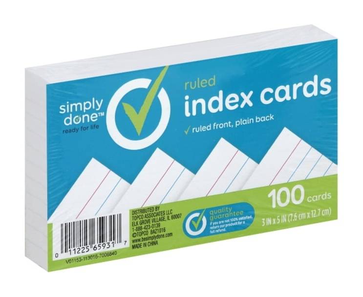 Simply Done Index Cards 100 ct