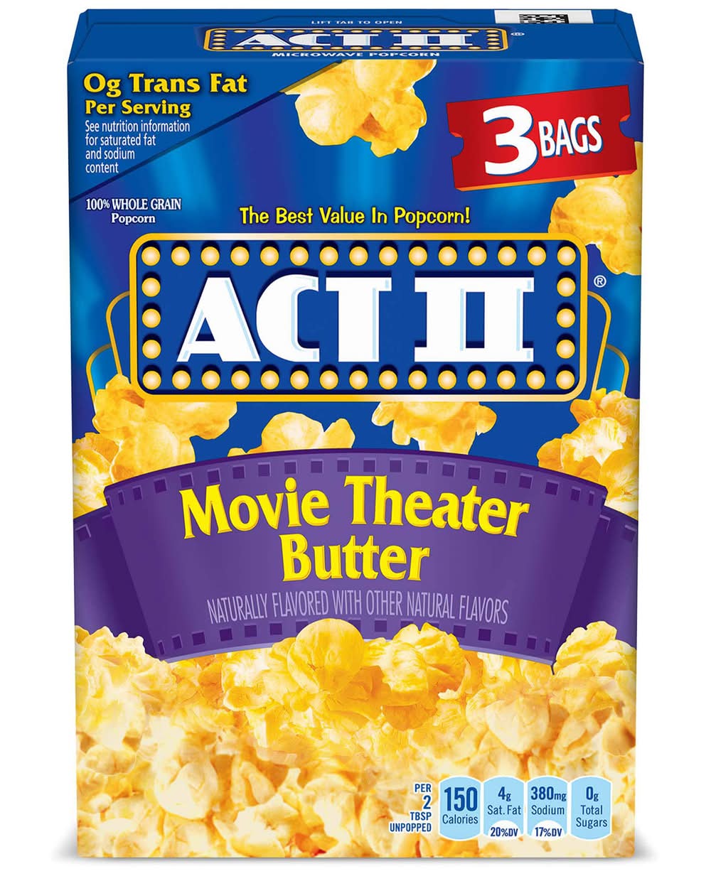 Act II Movie Theater Butter Popcorn 3-2.75 oz