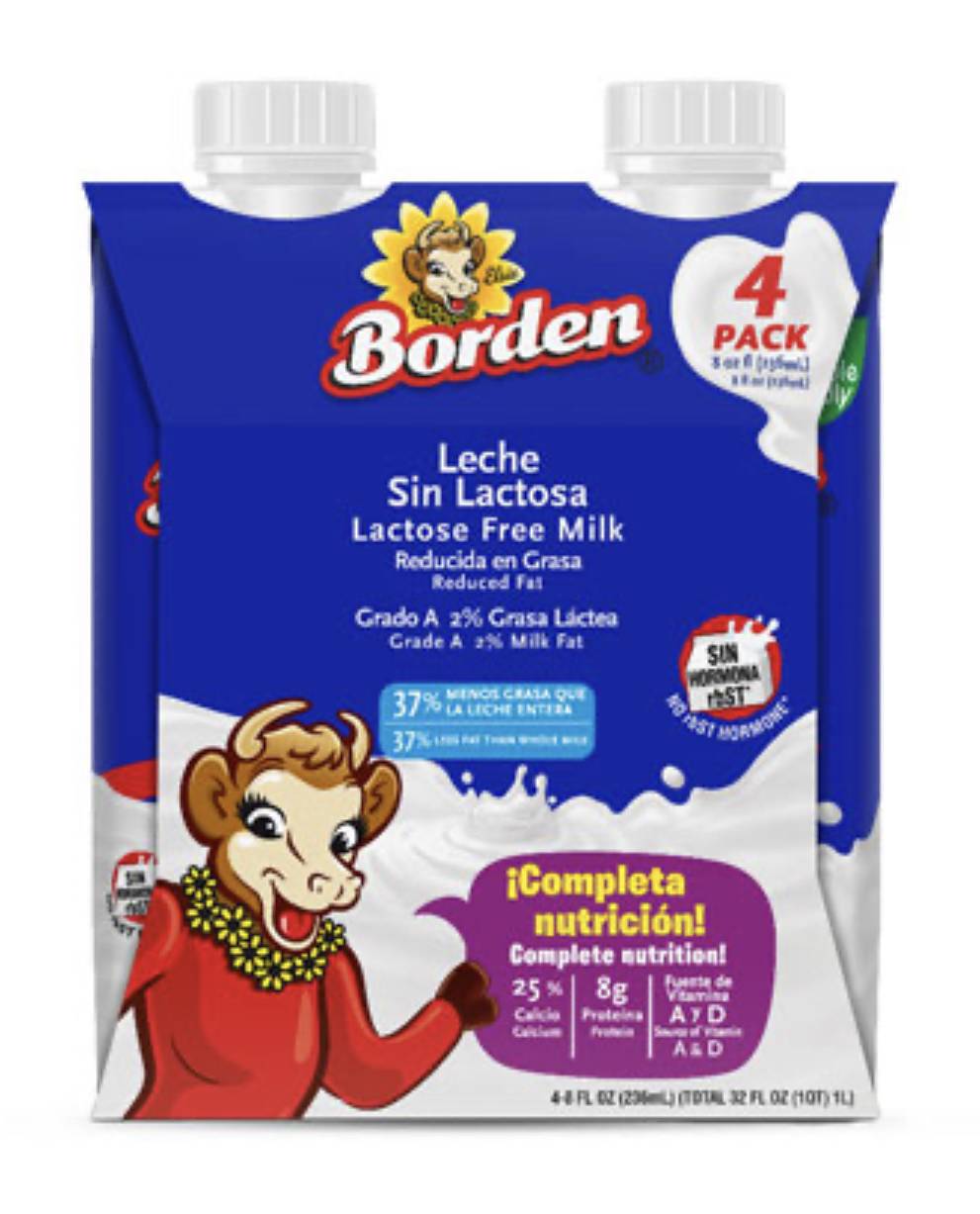 Borden Leche Sin Lactosa Reducida en Grasa 4-8 oz