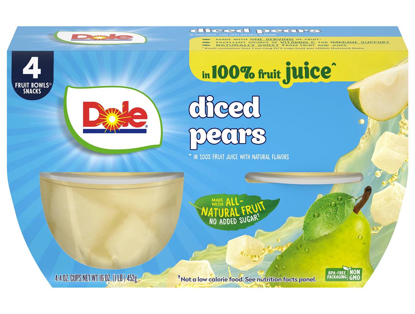 Dole Diced Pears in 100% Juice 4-4.3 oz