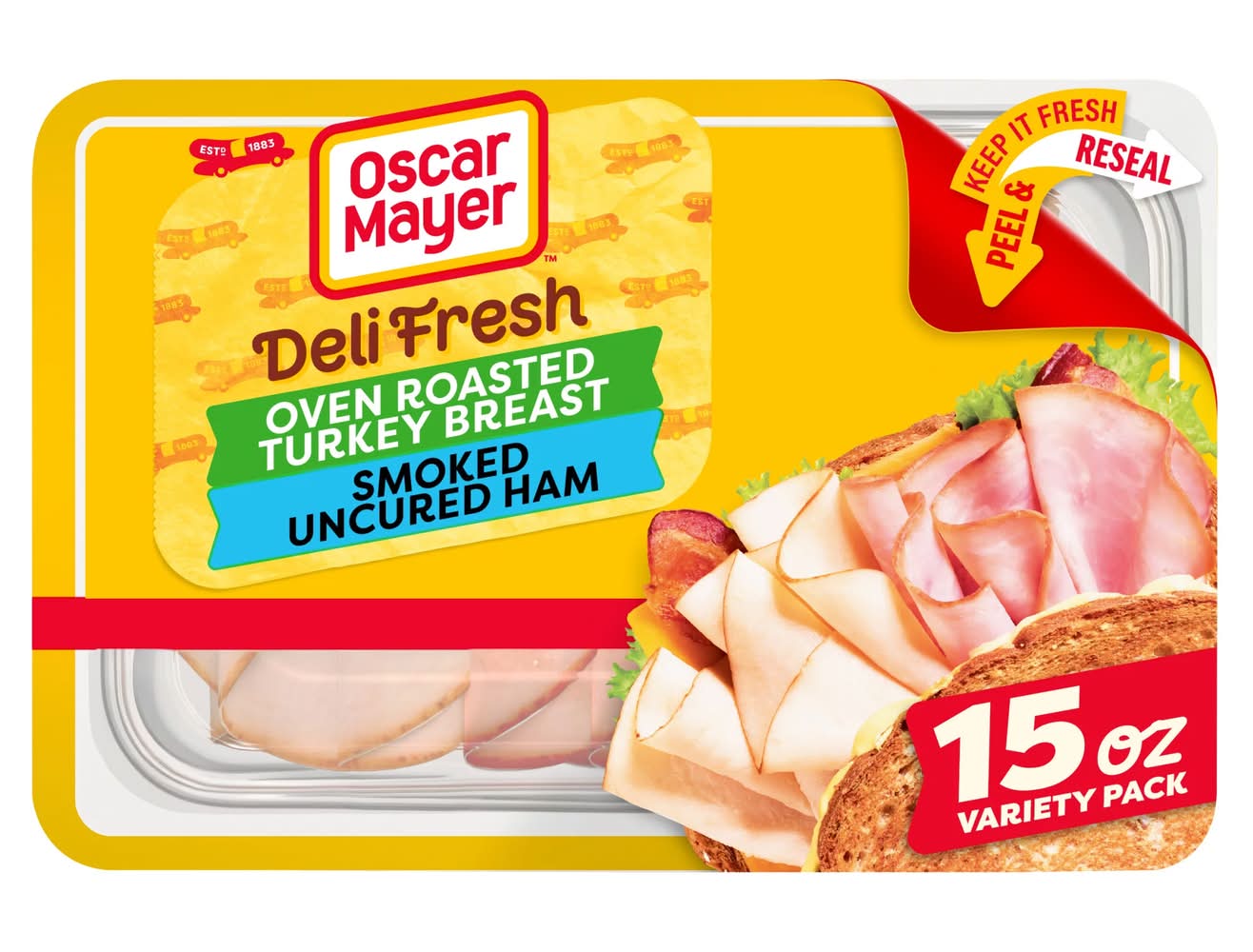 Oscar Mayer Deli Fresh FAMILY SIZE Classic Combo Oven Roasted Turkey Breast & Smoked Ham 15 oz
