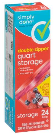 Simply Done Double Zipper Quart Storage Bags 24 ct
