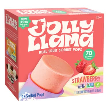 Jolly Llama Strawberry Sorbet Pops 4 ct