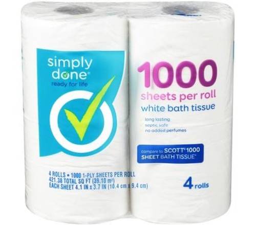 Simply Done 1000 Bath Tissue 4 ct