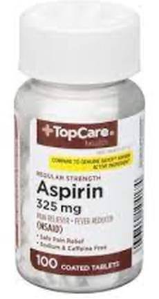 TopCare Health Regular Strength Aspirin 325 mg 100 coated tablets