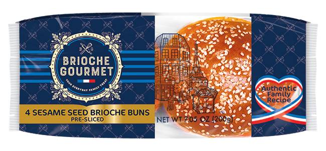 Brioche Gourmet Sesame Brioche Buns 4 ct 
