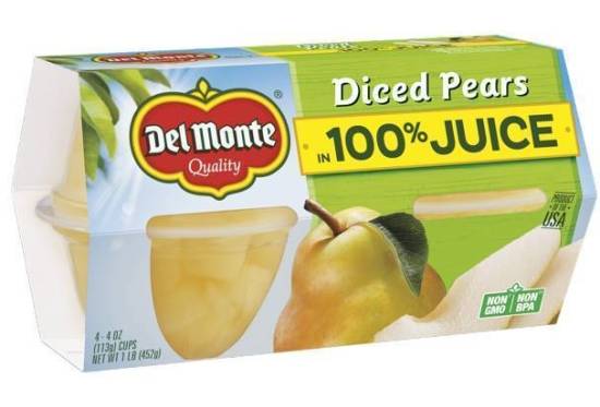 Del Monte Diced Pears in 100% Juice 4-4 oz