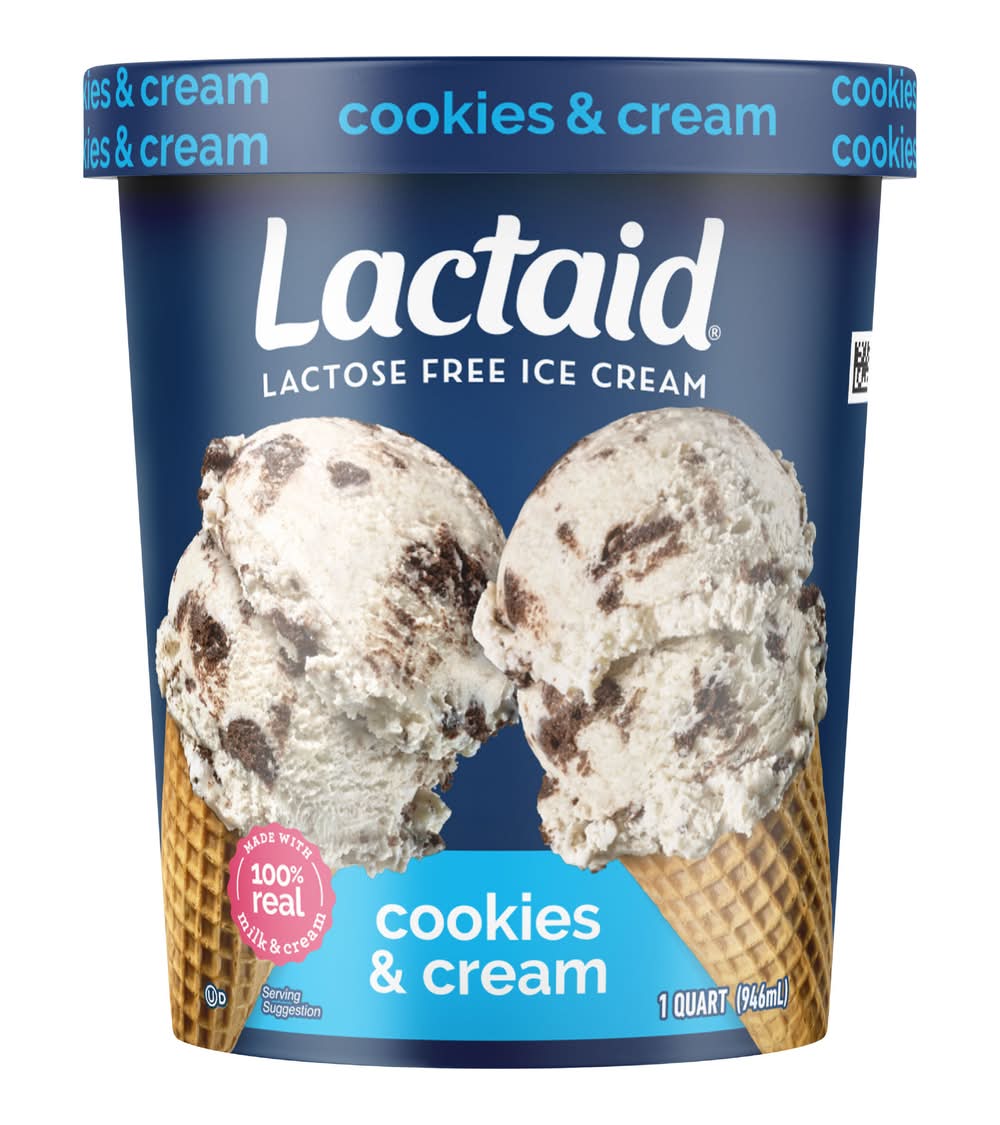Lactaid Cookies & Cream Lactose Free Ice Cream 1 qt
