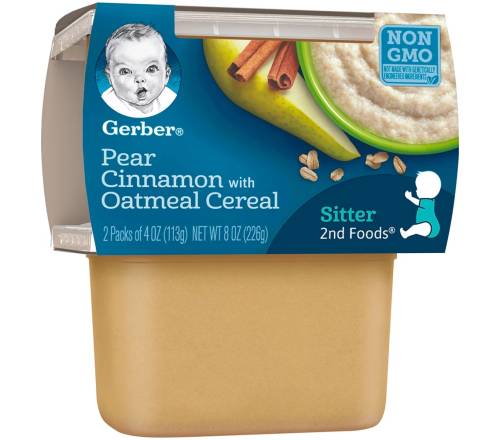 Gerber Pear Cinnamon with Oatmeal Cereal for Sitter 2-4 oz