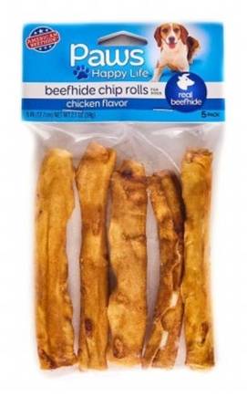 Paws Beefhide Chip Rolls with Chicken Flavor