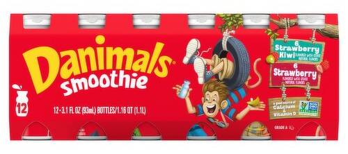 Danimals Smoothies Strawberry Kiwi  & Strawberry 12-3.1 oz