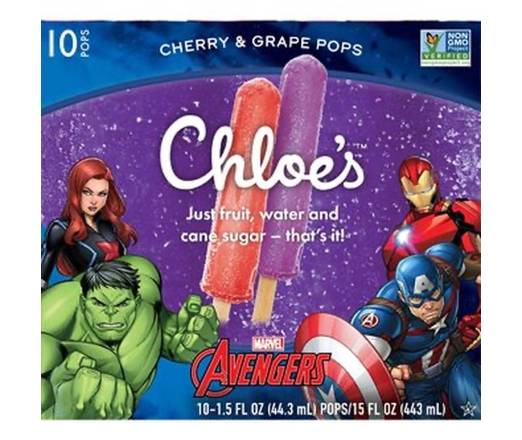 Chloe's Avengers Cherry & Grape Pops 10 ct