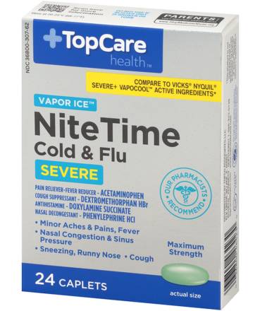 TopCare Health Nite Time Cold & Flu Severe Vapor Ice 24 caplets