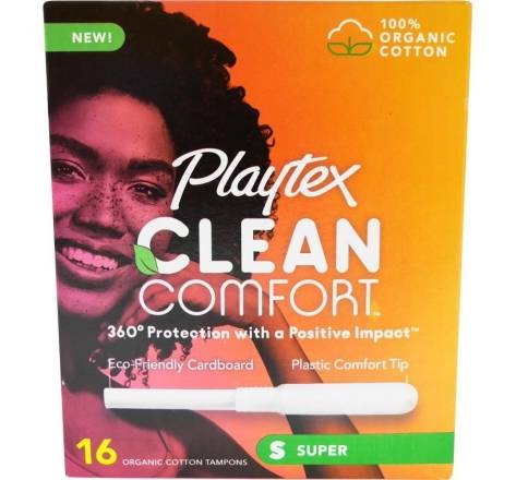 Playtex Clean Comfort Super Organic Cotton Tampons 16 ct