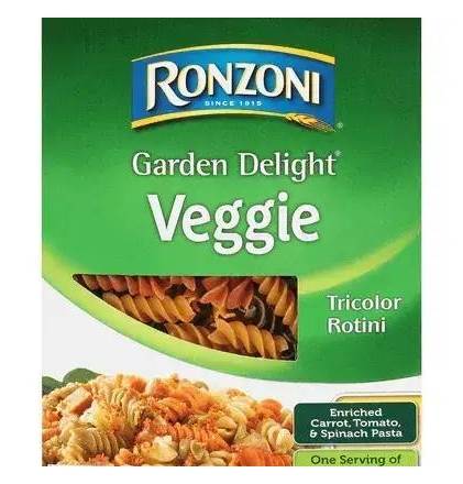 Ronzoni Garden Delights Tri-Color Rotini 12 oz