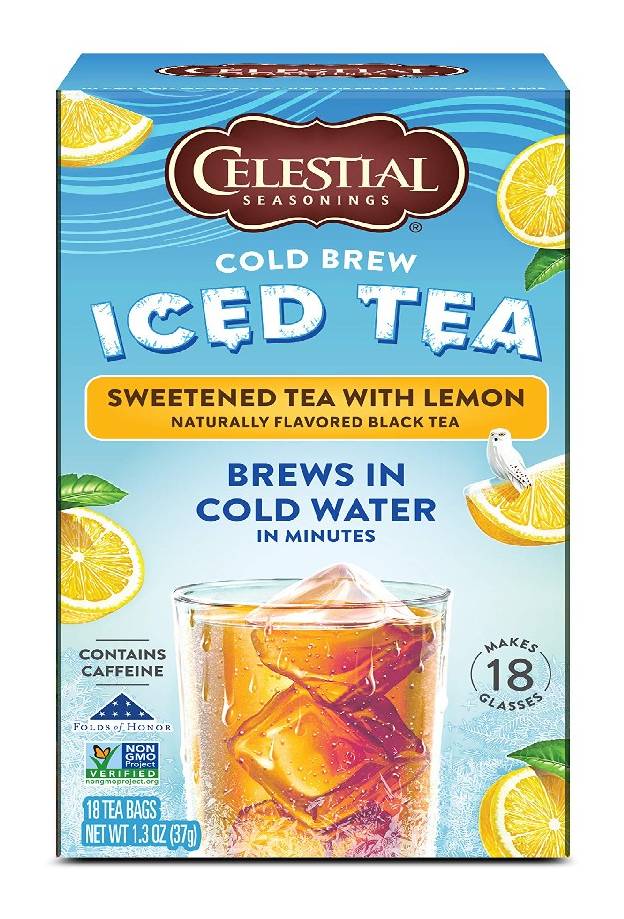 Celestial Cold Brew Tea Iced Tea Sweetened with Lemon 18 ct