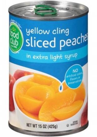 Food Club Yellow Cling Sliced Peaches in Extra Light Syrup 15.25 oz