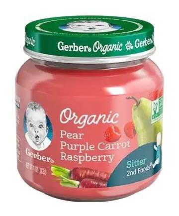 Gerber Organic Pear Purple Carrot Raspberry for Sitter