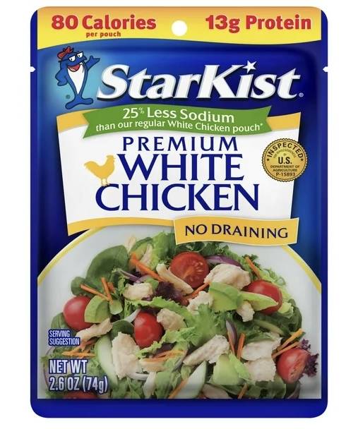 Starkist Premium White Chicken 25% Less Sodium 2.6 oz 
