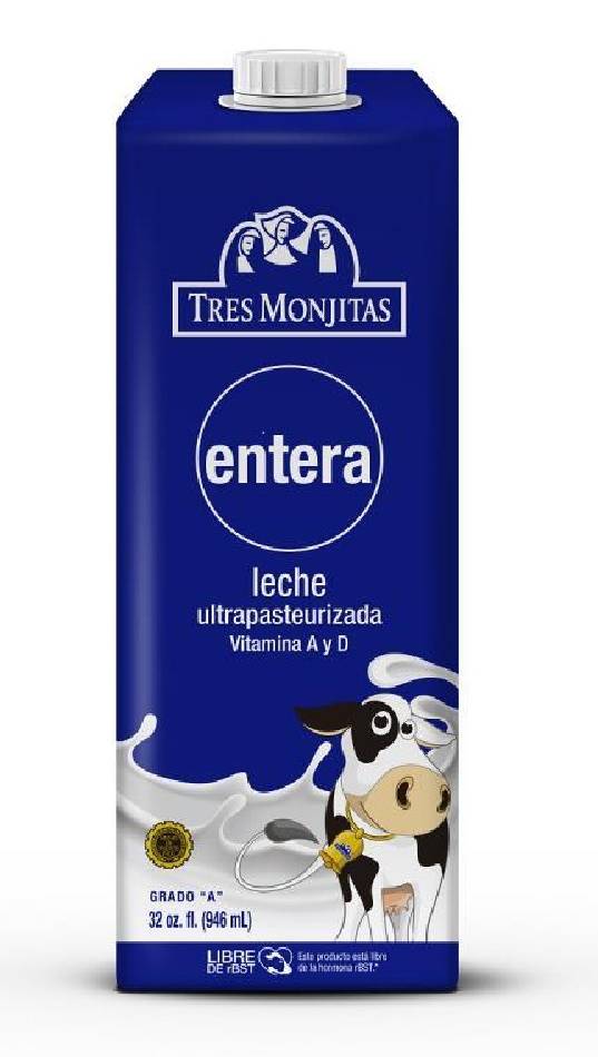 tres Monjitas UHT Leche Entera 32 oz