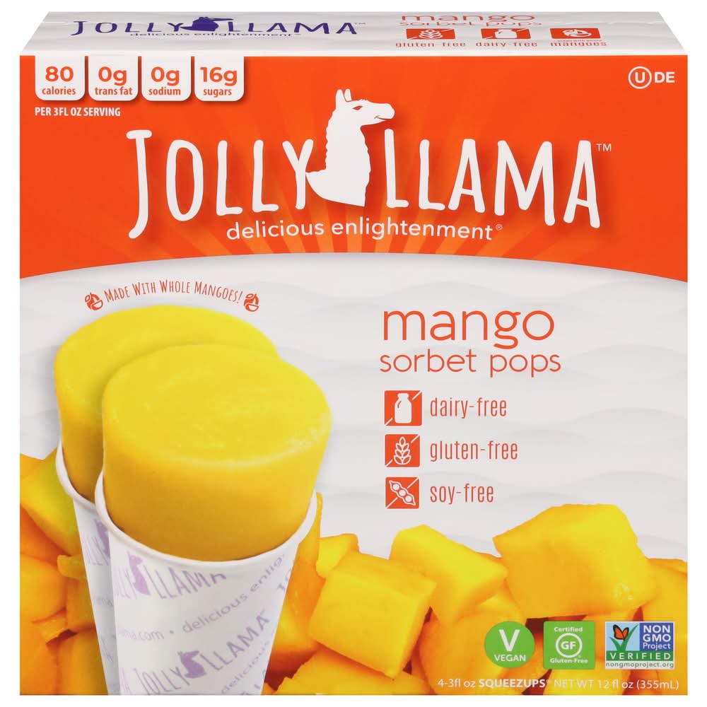 Jolly Llama Mango Sorbet Pops 4 ct