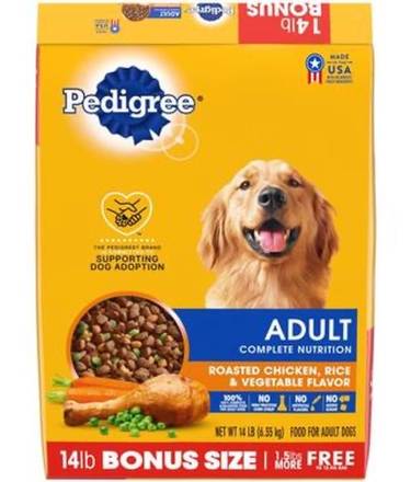 Pedigree Adult Complete Dog Food 14 lbs BONUS Size