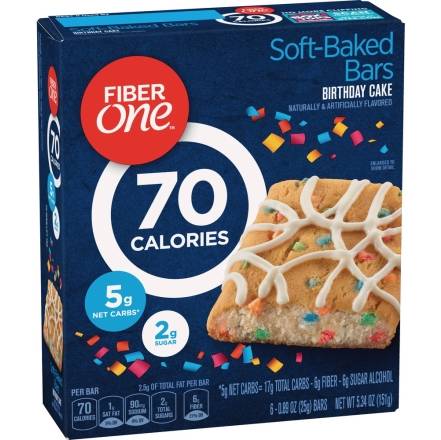 FiberOne Soft-Baked Bars Birthday Cake 70 Calories 5.34 oz