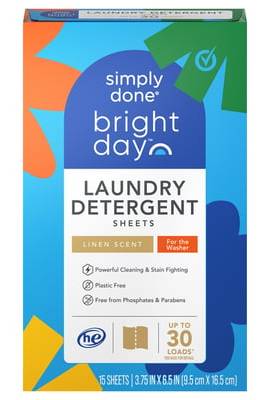 Simply Done Bright Day Laundry Detergent Sheets New Scent 15 ct