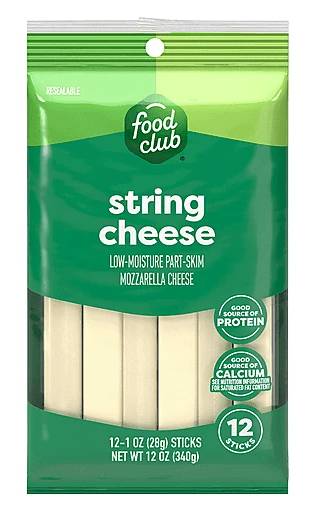 Food Club Mozzarella String Cheese 12-1 oz