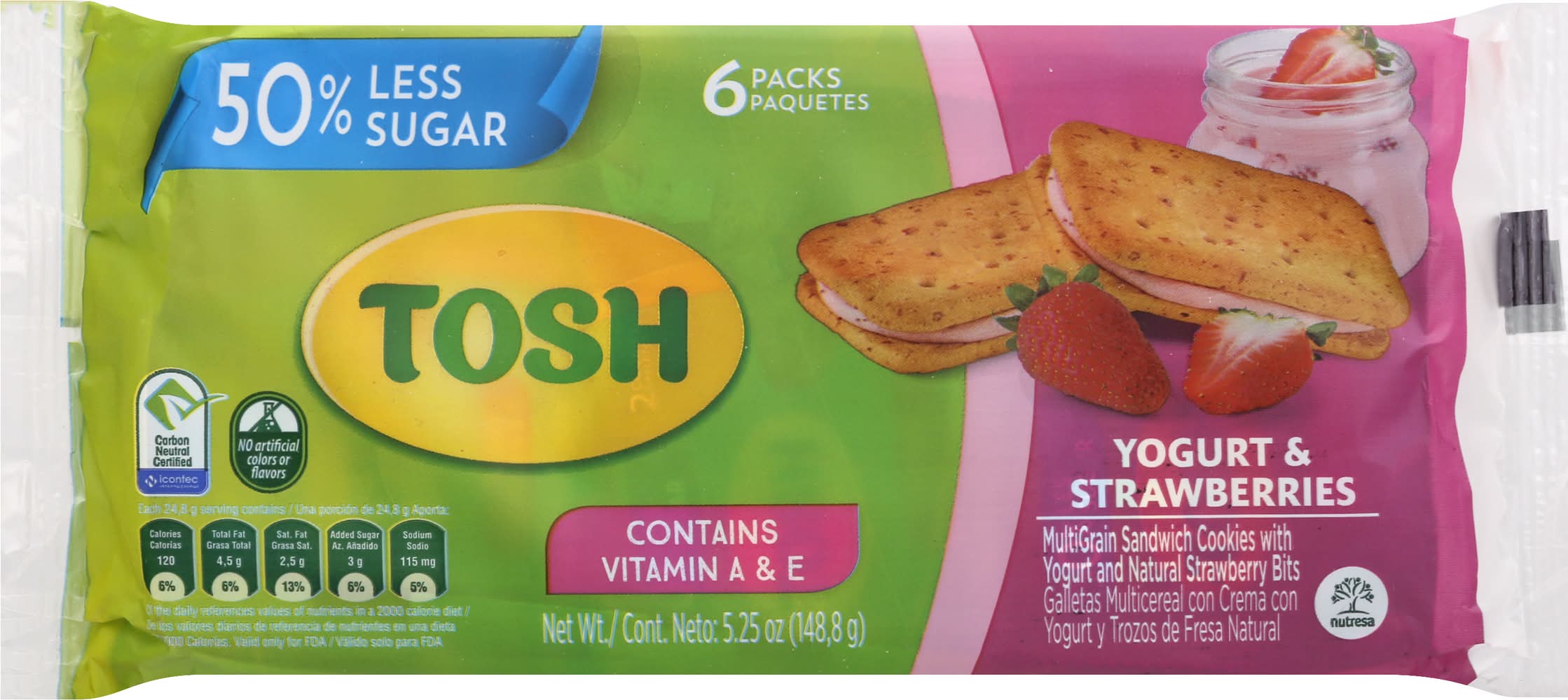 Tosh Yogurt & Strawberries Multigrain Sandwich Cookies 5.25 oz