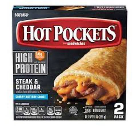 Hot Pockets High Protein Steak & Cheddar with Crispy Buttery Crust 9 oz