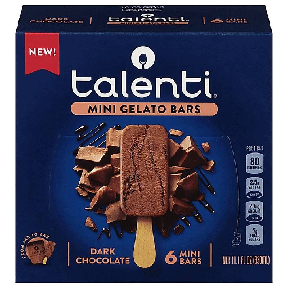 Talenti Mini Gelato Bars Dark Chocolate 6 ct