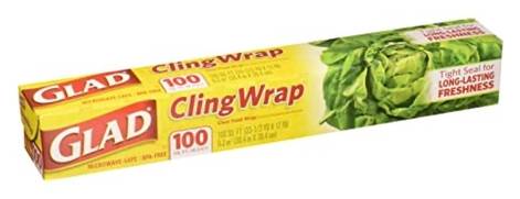 Glad Cling Wrap Clear Plastic Wrap 100 sq ft