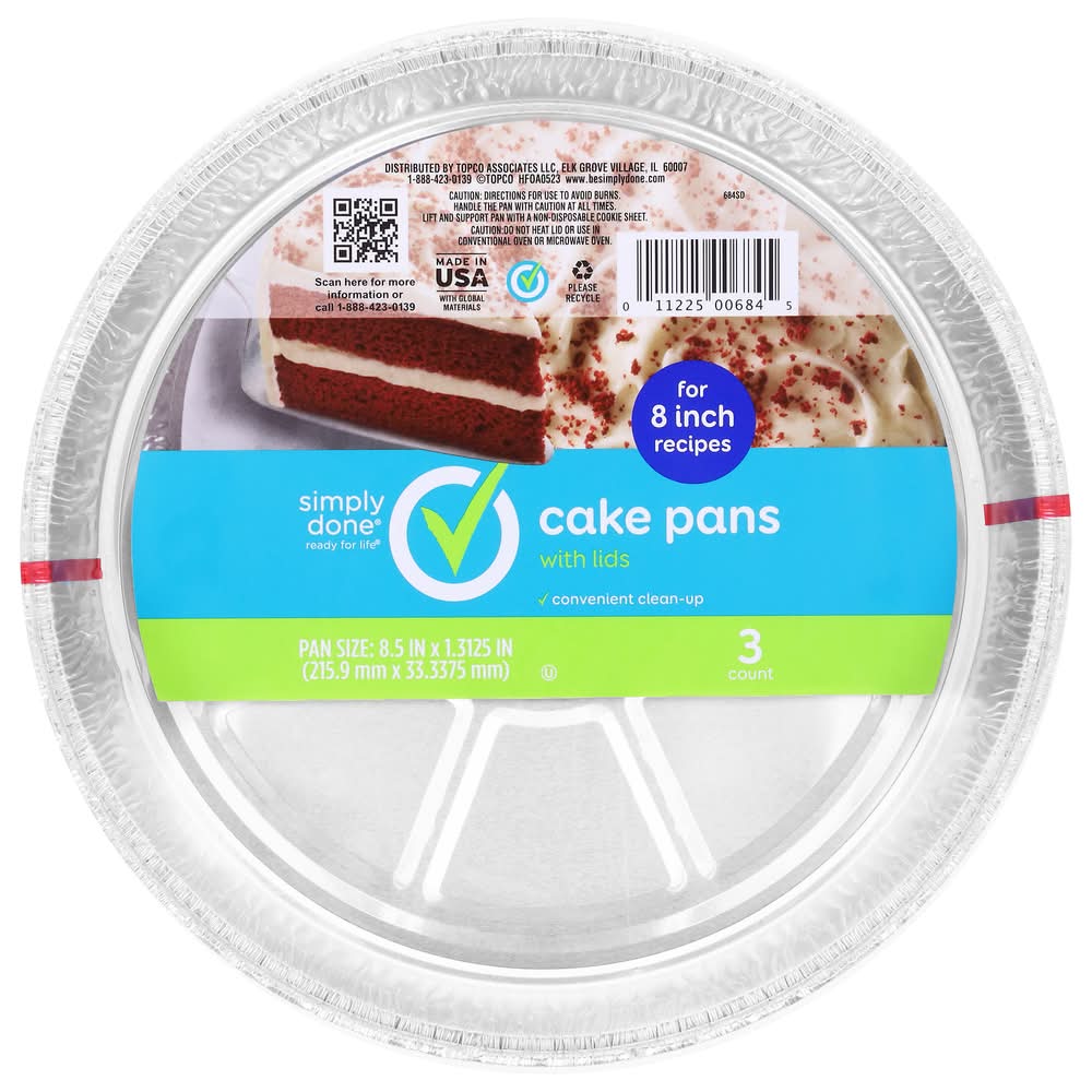 Simply Done 8" Round Cake Pans with Lids 3 ct